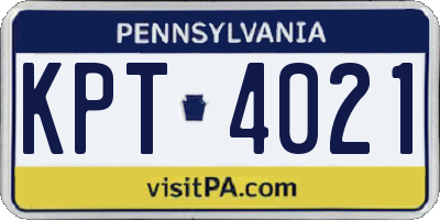PA license plate KPT4021