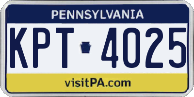 PA license plate KPT4025