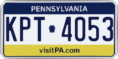 PA license plate KPT4053