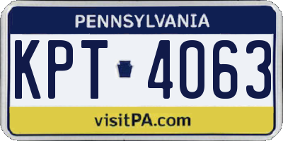 PA license plate KPT4063