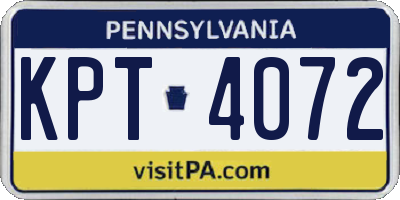 PA license plate KPT4072