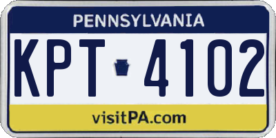 PA license plate KPT4102