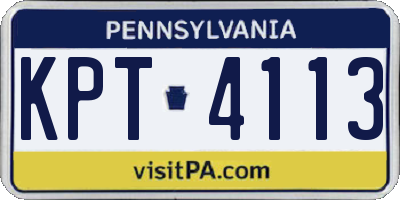 PA license plate KPT4113