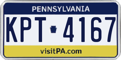 PA license plate KPT4167