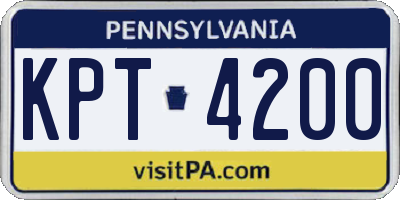 PA license plate KPT4200