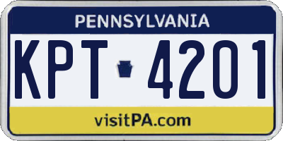 PA license plate KPT4201