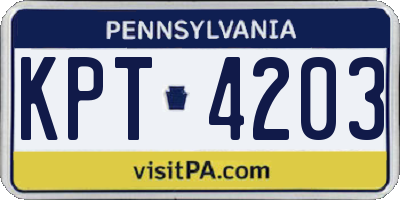 PA license plate KPT4203