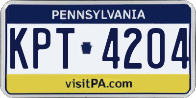 PA license plate KPT4204
