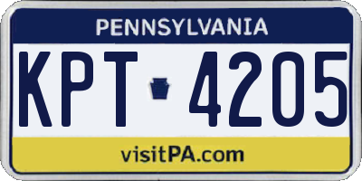 PA license plate KPT4205