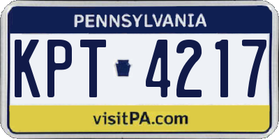 PA license plate KPT4217