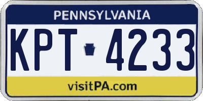 PA license plate KPT4233