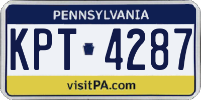 PA license plate KPT4287
