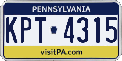 PA license plate KPT4315