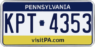 PA license plate KPT4353