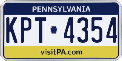 PA license plate KPT4354