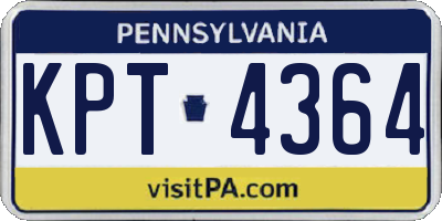 PA license plate KPT4364