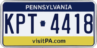 PA license plate KPT4418