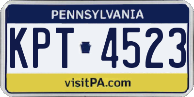 PA license plate KPT4523