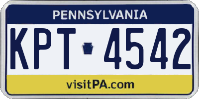 PA license plate KPT4542