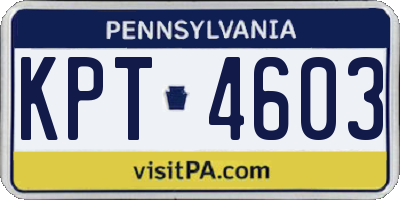 PA license plate KPT4603