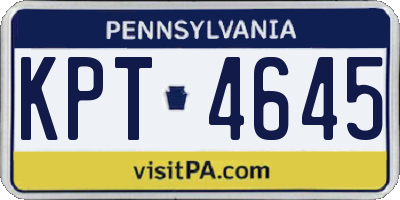 PA license plate KPT4645