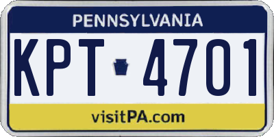 PA license plate KPT4701