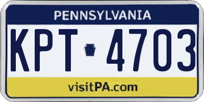 PA license plate KPT4703