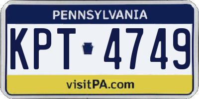 PA license plate KPT4749