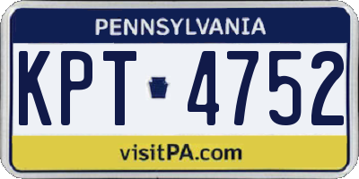 PA license plate KPT4752