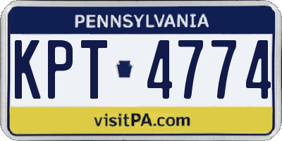 PA license plate KPT4774
