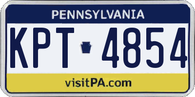 PA license plate KPT4854
