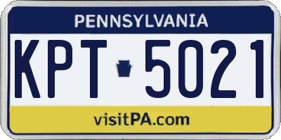 PA license plate KPT5021