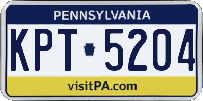 PA license plate KPT5204