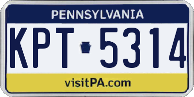 PA license plate KPT5314