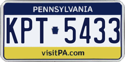 PA license plate KPT5433