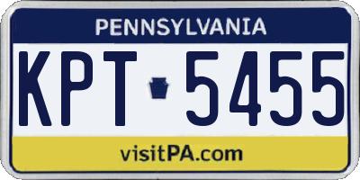 PA license plate KPT5455