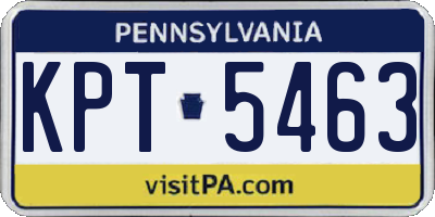 PA license plate KPT5463