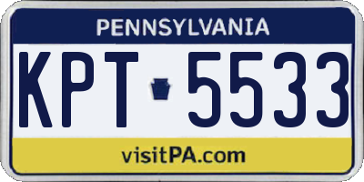 PA license plate KPT5533