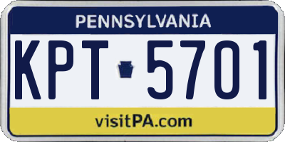 PA license plate KPT5701