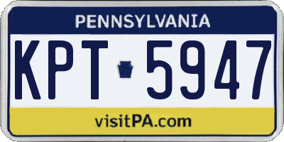 PA license plate KPT5947
