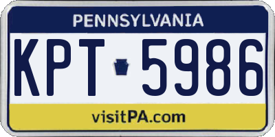 PA license plate KPT5986