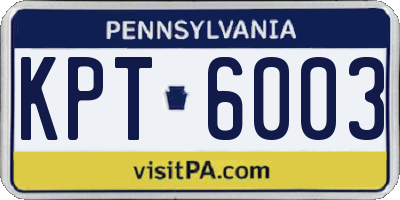 PA license plate KPT6003