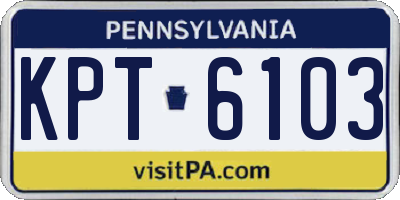 PA license plate KPT6103
