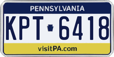 PA license plate KPT6418
