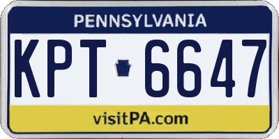PA license plate KPT6647