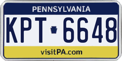PA license plate KPT6648