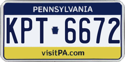 PA license plate KPT6672