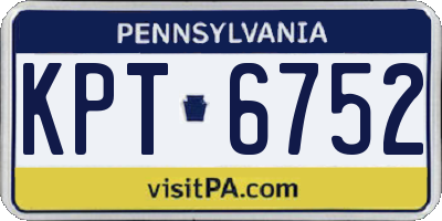 PA license plate KPT6752