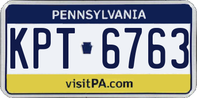 PA license plate KPT6763