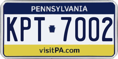 PA license plate KPT7002